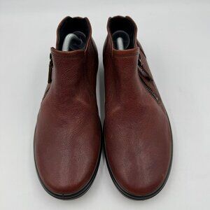 Ecco Soft 7 Ladies Leather Bootie Size 6 Womens Brown Ankle Boots With Side Zipp